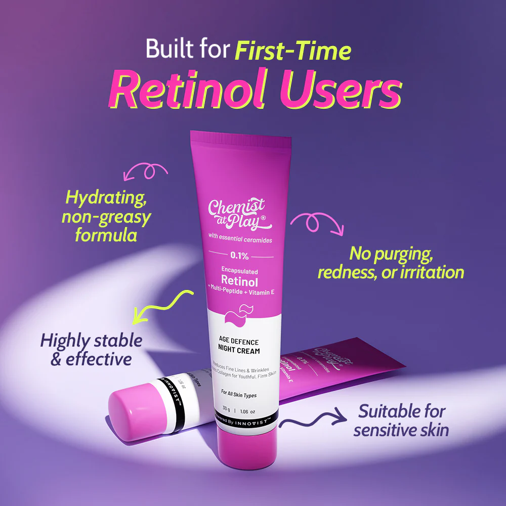0.1% Retinol Night Cream for Fine Lines & Wrinkles - 30 gm - Image 2