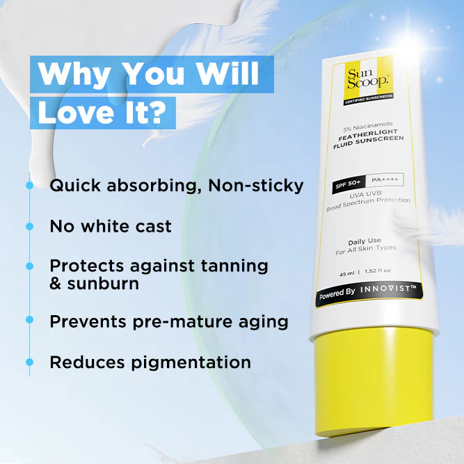 3% Niacinamide Featherlight Fluid Sunscreen| SPF 50+ PA++++| In-Vivo Tested - 45ml - Image 4