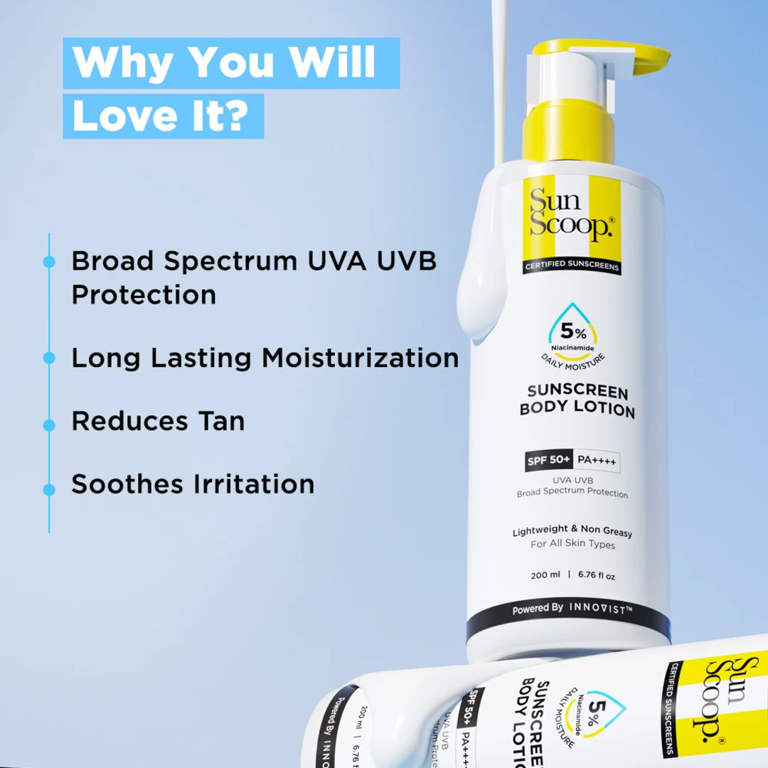 5% Niacinamide Sunscreen Body Lotion| SPF 50+ PA++++| In-Vitro Tested - 200ml | Pack of 2 - Image 4