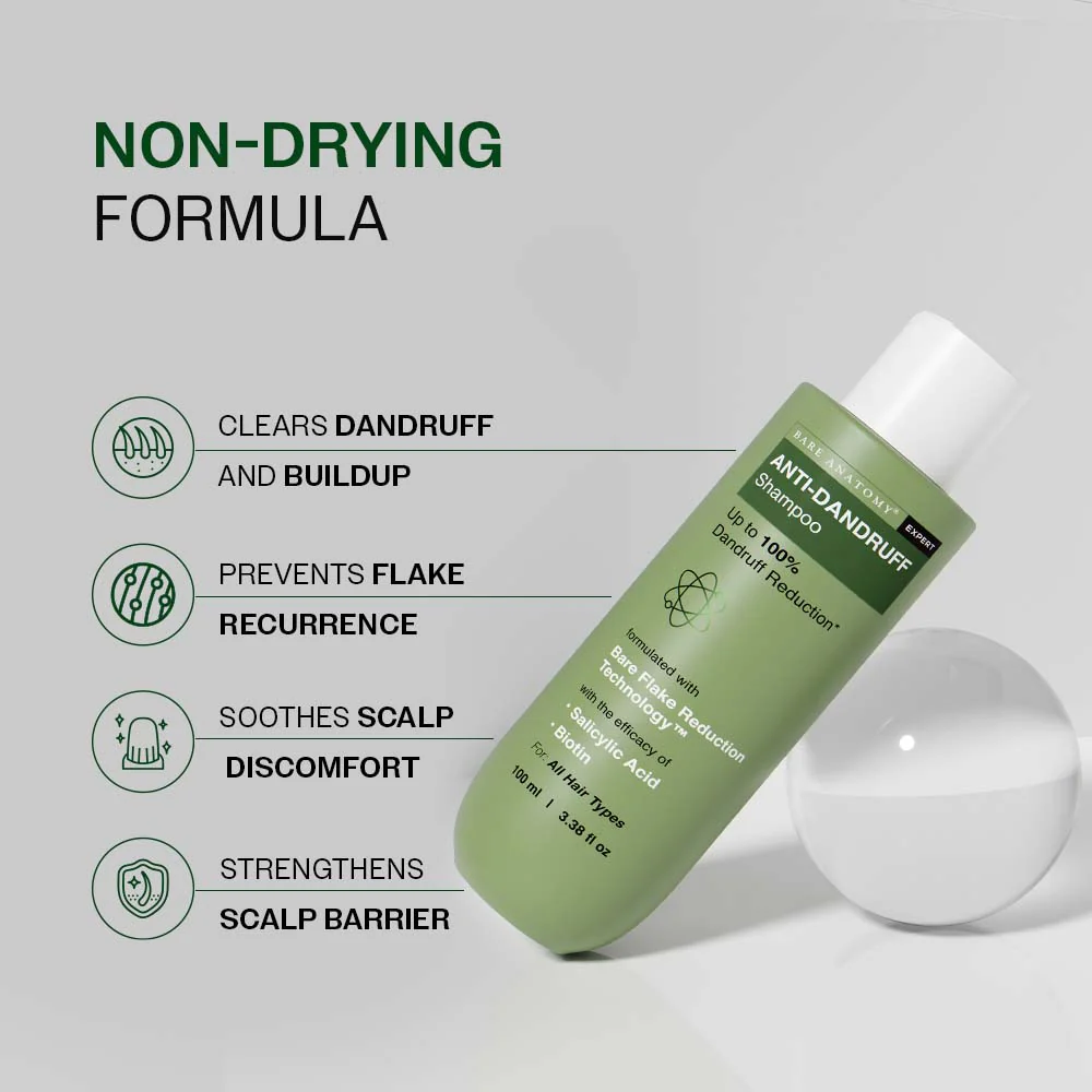 Anti Dandruff Shampoo with Salicylic Acid, Piroctone Olamine & Biotin - 100 ml | Pack of 2 - Image 8
