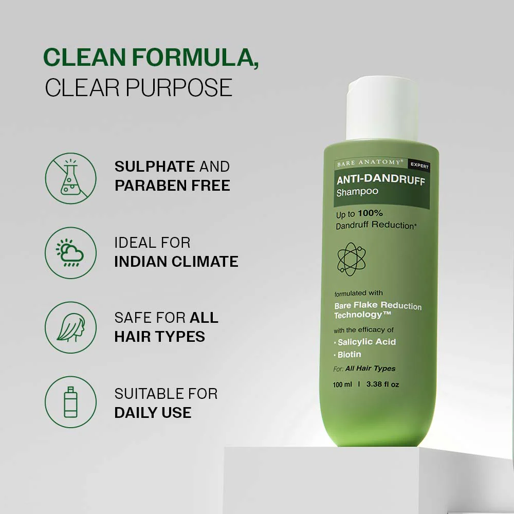 Anti Dandruff Shampoo with Salicylic Acid, Piroctone Olamine & Biotin - 100 ml | Pack of 2 - Image 9