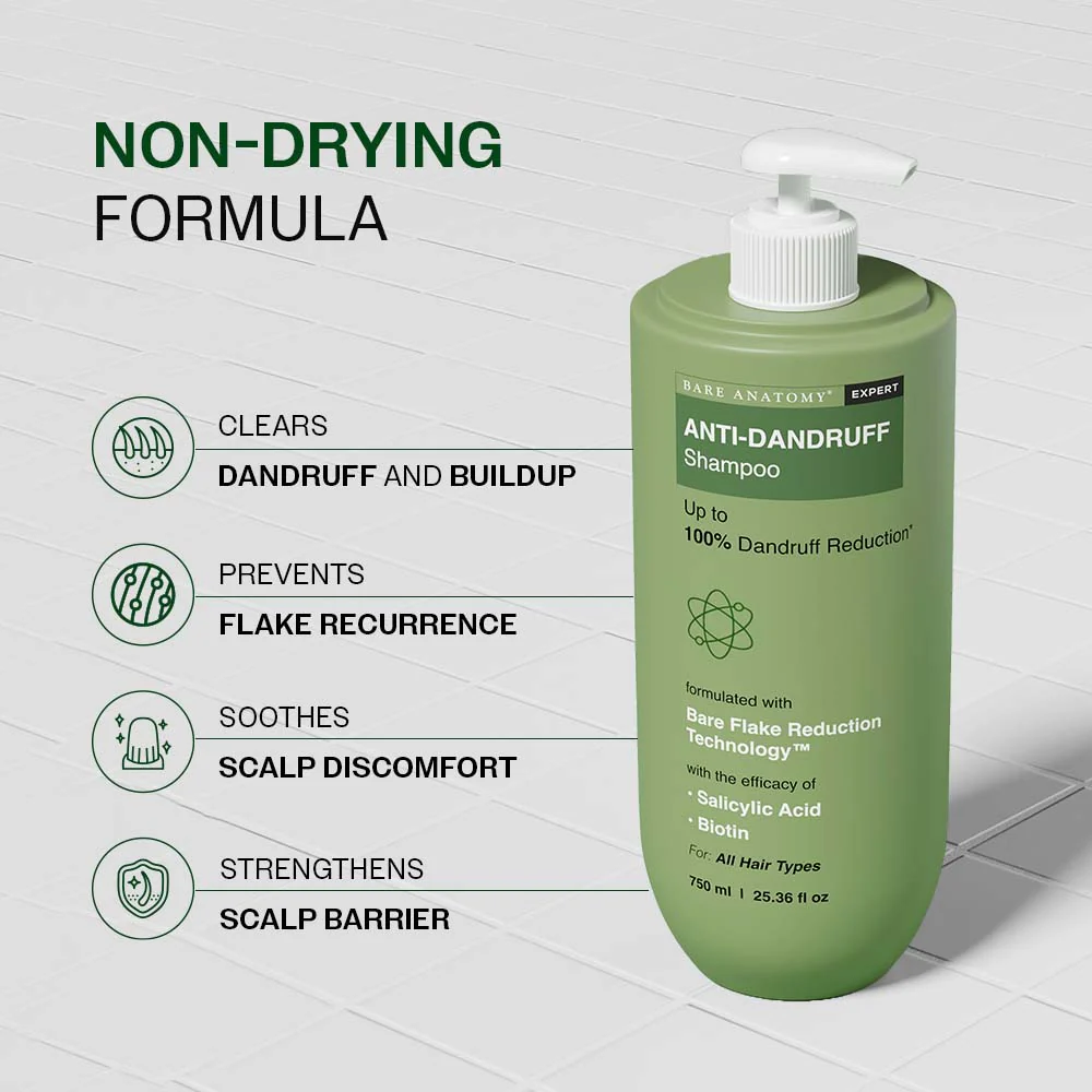Anti Dandruff Shampoo with Salicylic Acid, Piroctone Olamine & Biotin - 750 ml | Pack of 2 - Image 8