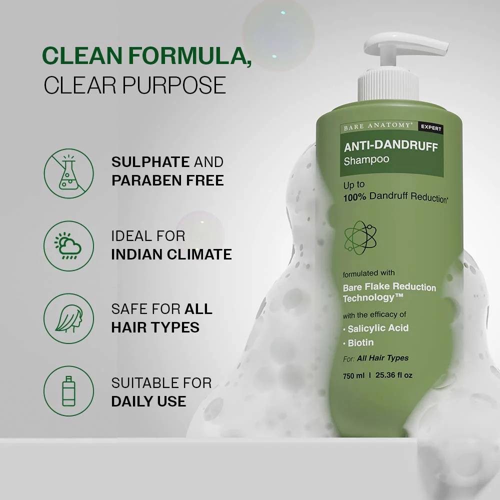 Anti Dandruff Shampoo with Salicylic Acid, Piroctone Olamine & Biotin - 750 ml | Pack of 2 - Image 9