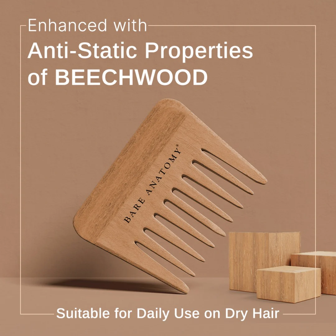 Bare Anatomy Wide Tooth Wooden Hair Comb - Image 3