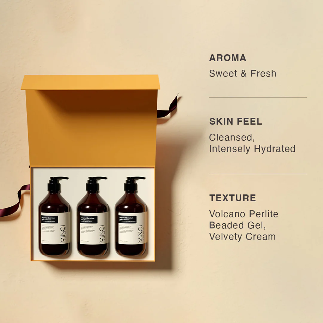 Bergamot Geranium Bath & Body Trio (Hand Cleanser - 500 gm | Body Cleanser - 500 gm | Body Crème - 500 ml) - Image 3