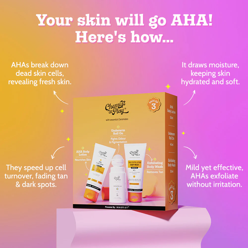 3-Step Body Exfoliating Kit (Exfoliating Body Wash - 50 ml | Underarm Roll On - 40 ml | AHA Body Lotion - 50 ml) - Image 3