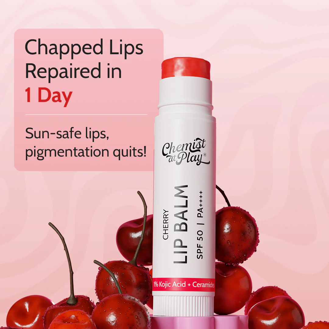 Cherry Lip Balm for Chapped & Pigmented Lips | SPF 50 PA++++ & Kojic Acid | 4.5 gm - Image 7