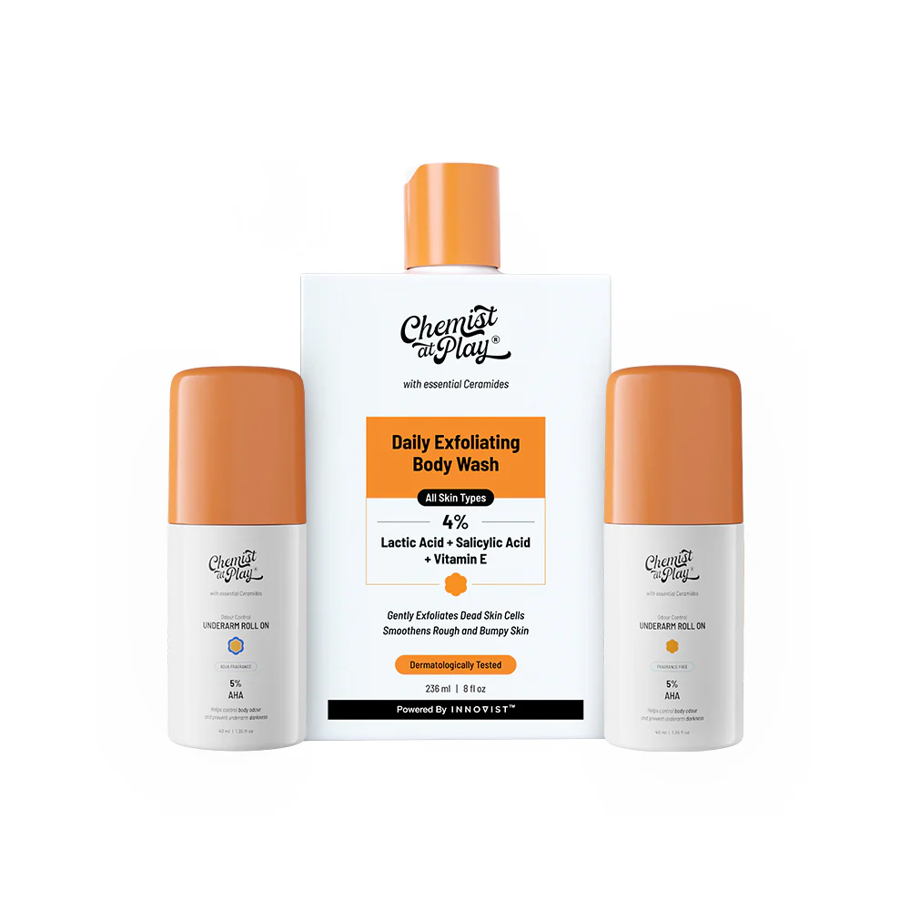 Daily Exfoliation Trio (Aqua & Fragrance Free Underarm Roll On - 40ml + 40ml | Exfoliating Body Wash - 236 ml) - Image 11