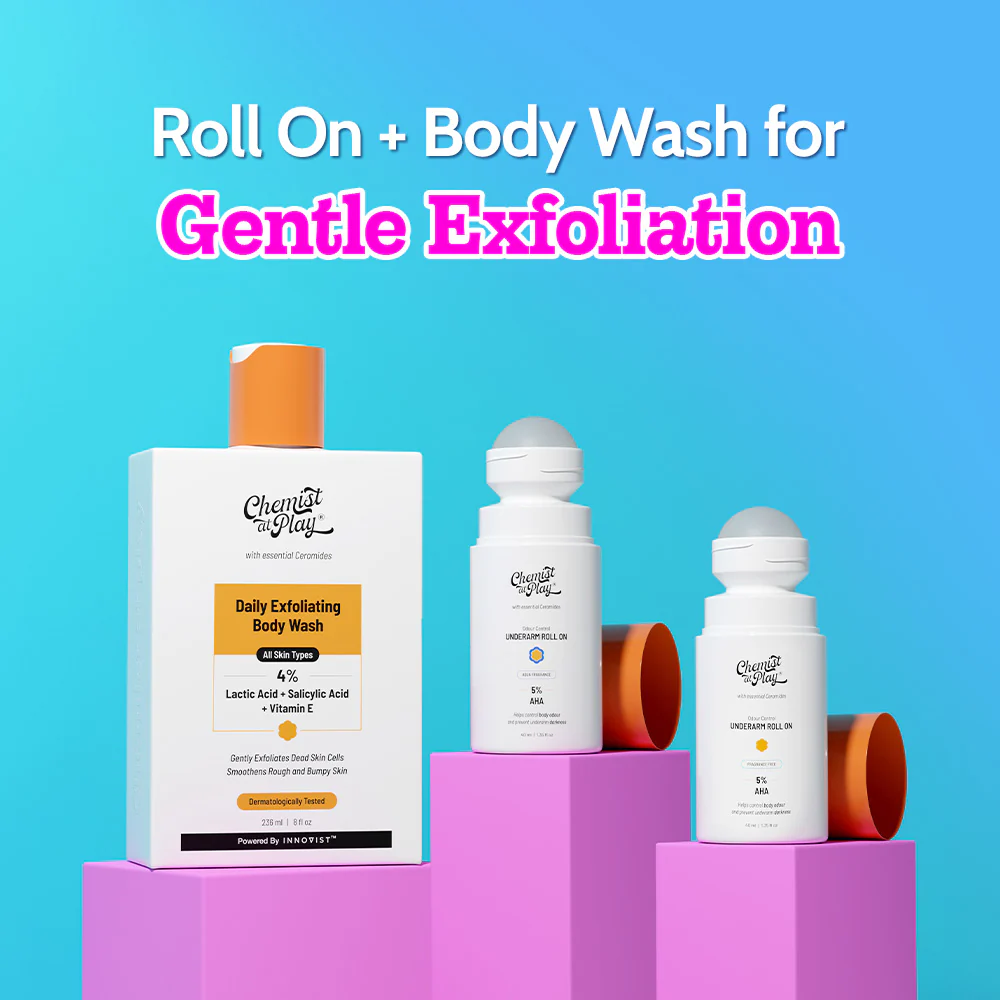 Daily Exfoliation Trio (Aqua & Fragrance Free Underarm Roll On - 40ml + 40ml | Exfoliating Body Wash - 236 ml) - Image 2