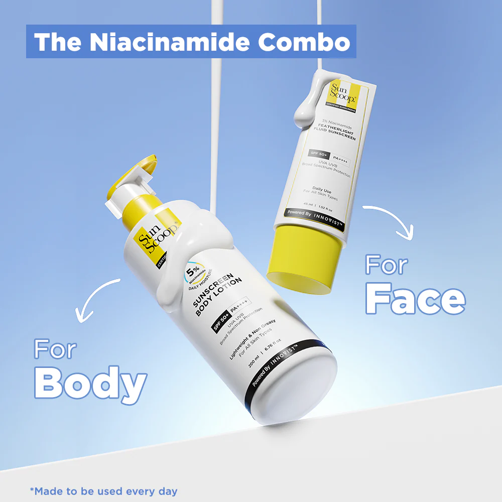 Daily SPF 50+ Duo with Niacinamide for Face & Body (3% Niacinamide Sunscreen - 45 ml | 5% Niacinamide Sunscreen Body Lotion - 200 ml) - Image 3