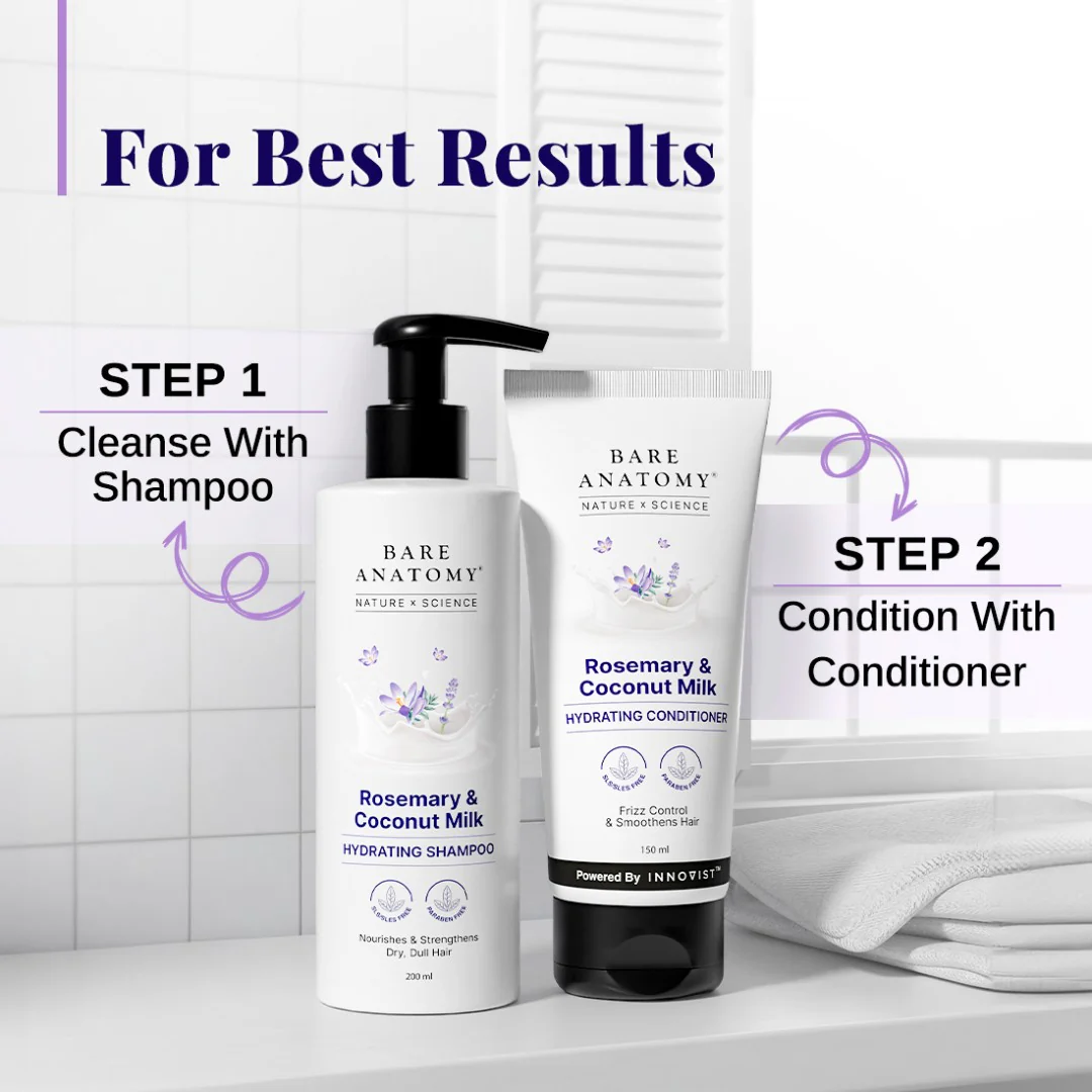 Rosemary & Coconut Milk Hydrating Shampoo (200 ml) & Conditioner (150 ml) Combo for Frizzy Hair - Image 7