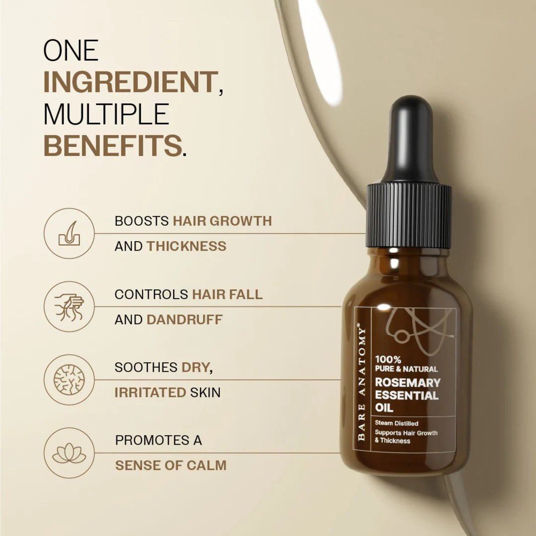 100% Pure & Natural Rosemary Essential Oil for Hair Growth & Thickness - 15 ml - Image 3