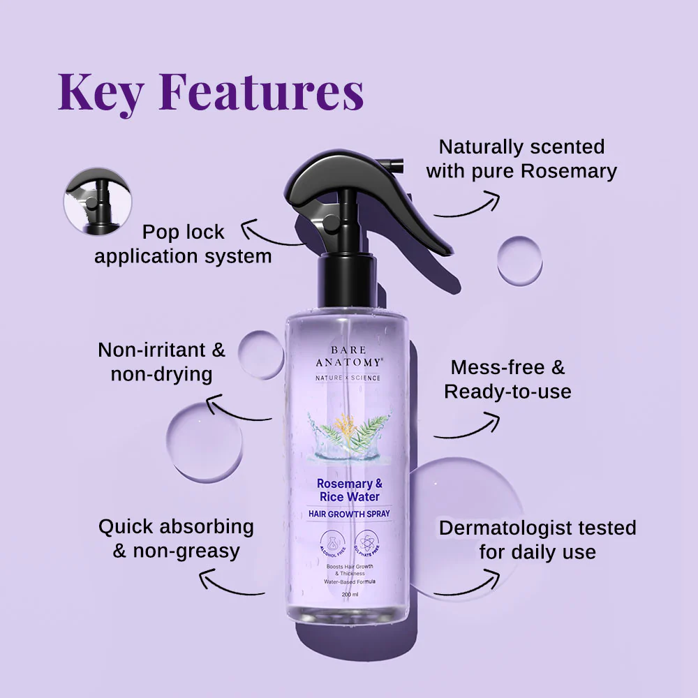 Rosemary & Rice Water Hair Growth Spray - 200 ml | Pack of 2 - Image 4