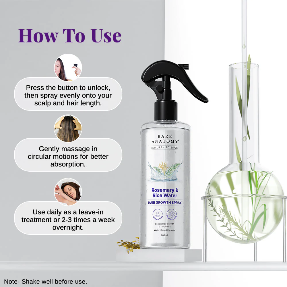Rosemary & Rice Water Hair Growth Spray - 200 ml | Pack of 2 - Image 5